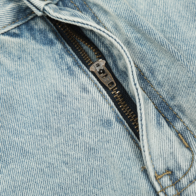 Straight-Leg Ripped Denim Jeans PinkLimes Trending Streetwear