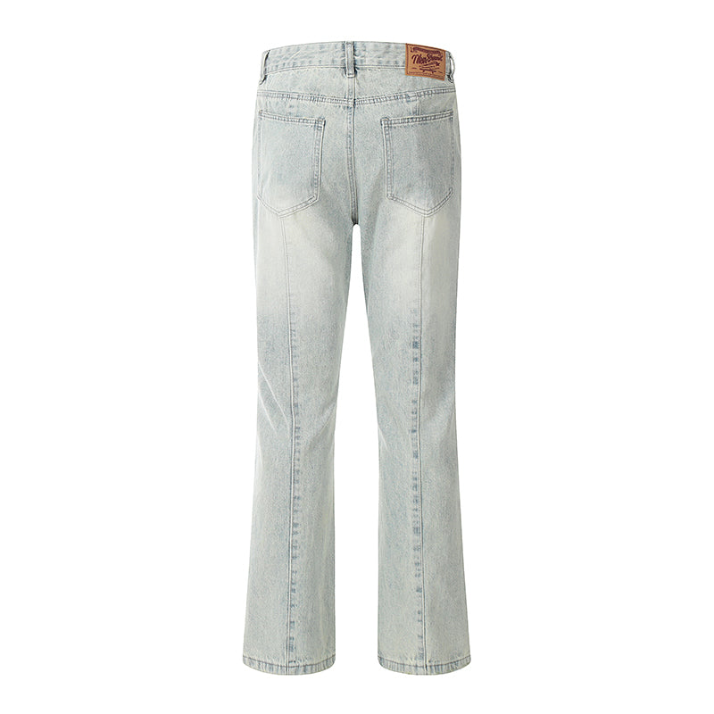 Spliced Light Blue Denim Jeans PinkLimes Trending Streetwear