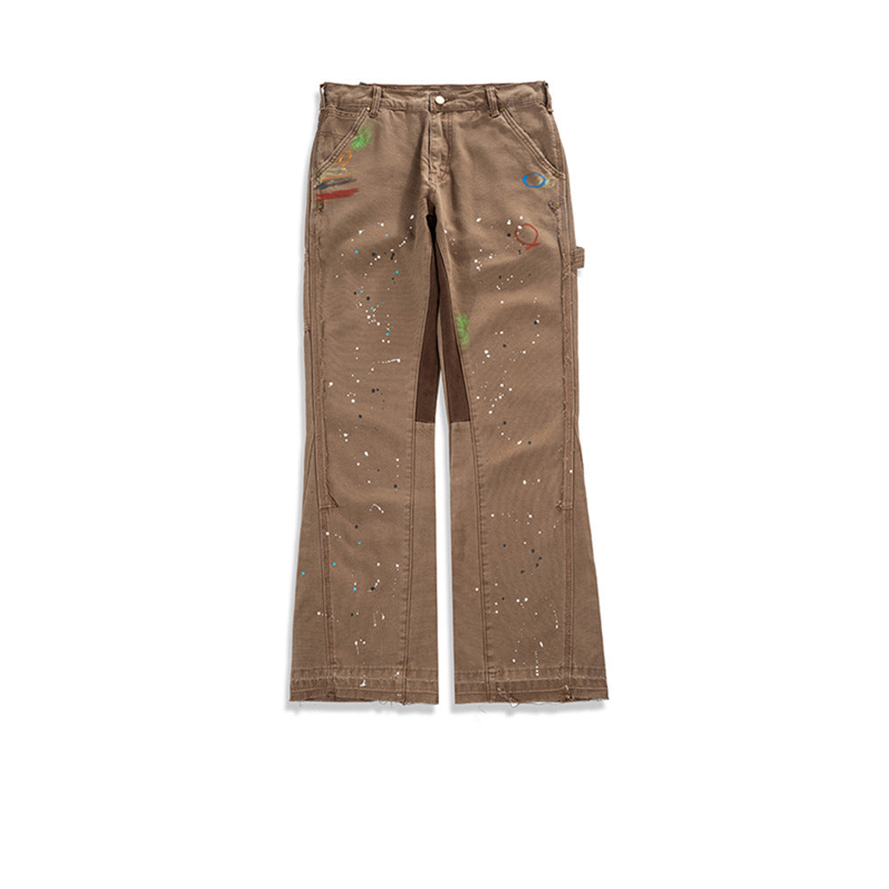 Unisex Flared Tooling Cat Whisker Jeans Brown PinkLimes Trending Streetwear