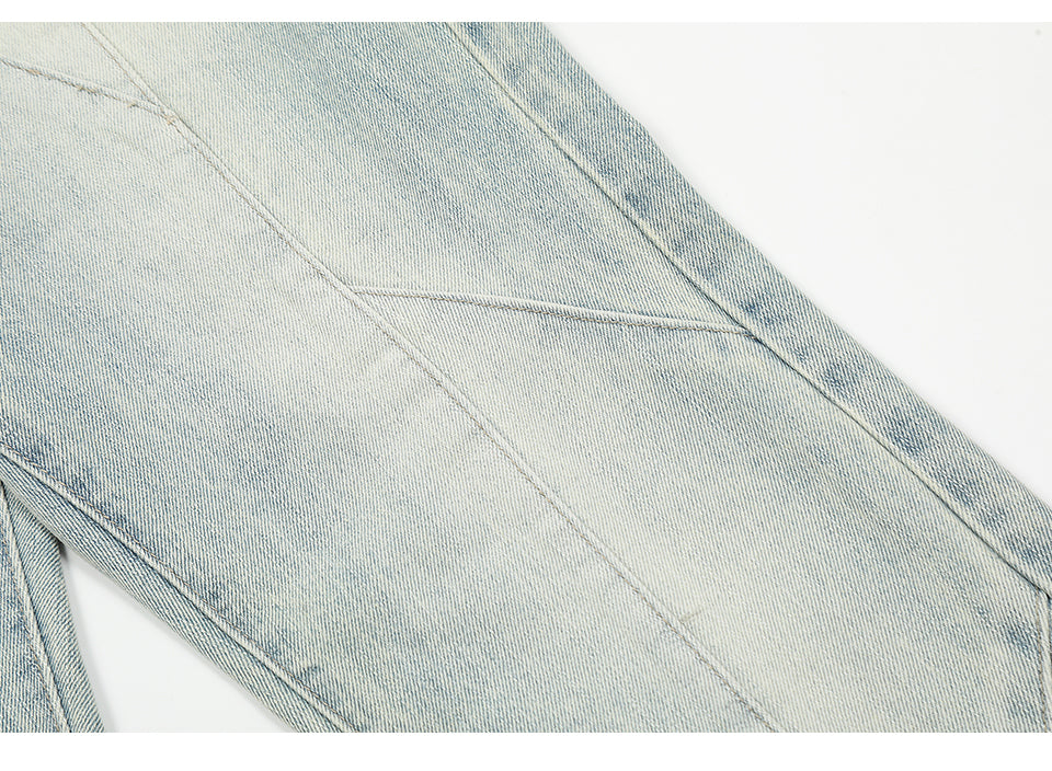 Spliced Light Blue Denim Jeans PinkLimes Trending Streetwear