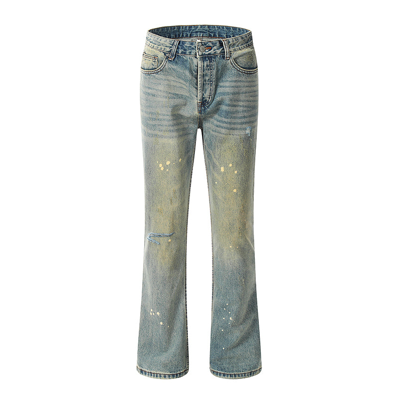Flared Splash Ink Streetwear Jeans Blue PinkLimes Trending Streetwear