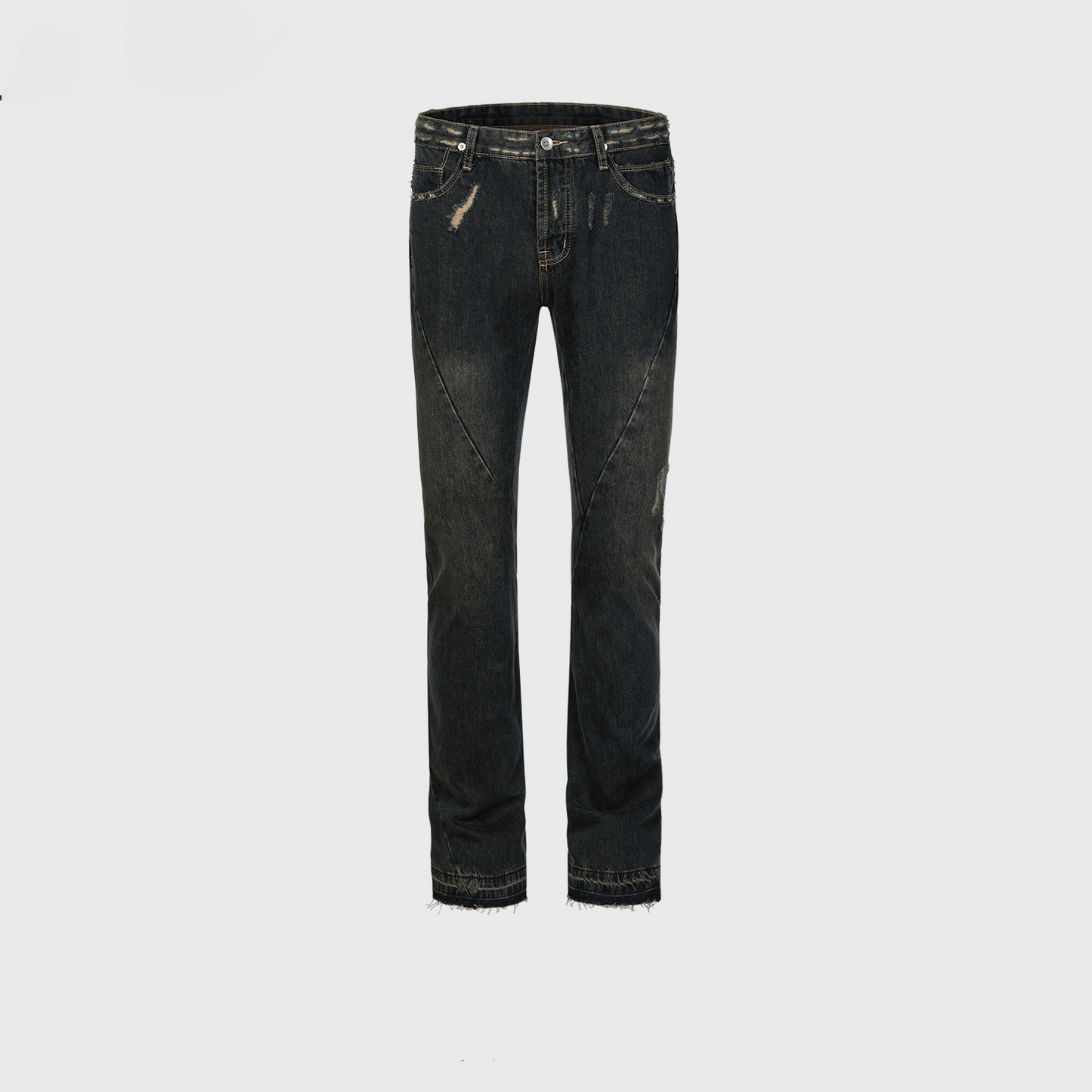 RO Style Mud Dye Spiral Straight Jeans Navy Blue PinkLimes Trending Streetwear