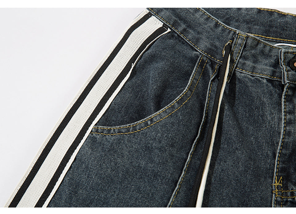 Dark Blue Striped High Waist Jeans PinkLimes Trending Streetwear
