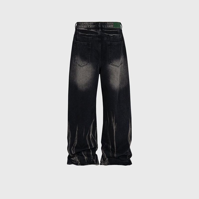 Laser‑Texture Loose Jeans PinkLimes Trending Streetwear
