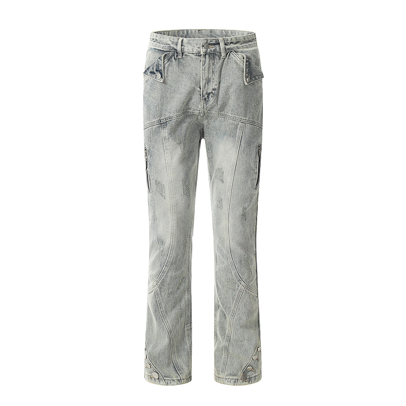 Washed Retro Denim Jeans Gray PinkLimes Trending Streetwear