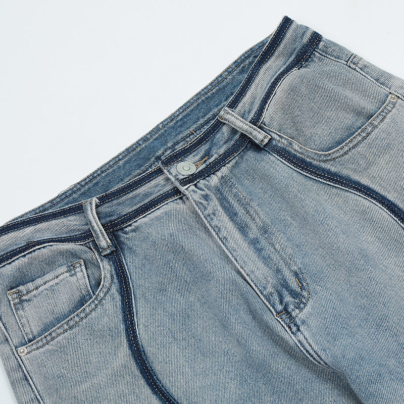 Striped Stitch Loose Streetwear Jeans PinkLimes Trending Streetwear