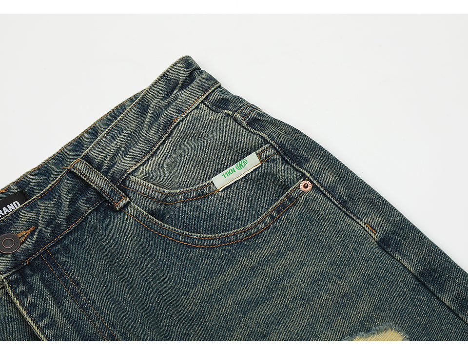 Ripped Blue Denim Jeans PinkLimes Trending Streetwear