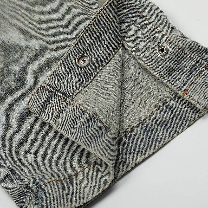Washed Snap-Hem Straight Leg Jeans PinkLimes Trending Streetwear