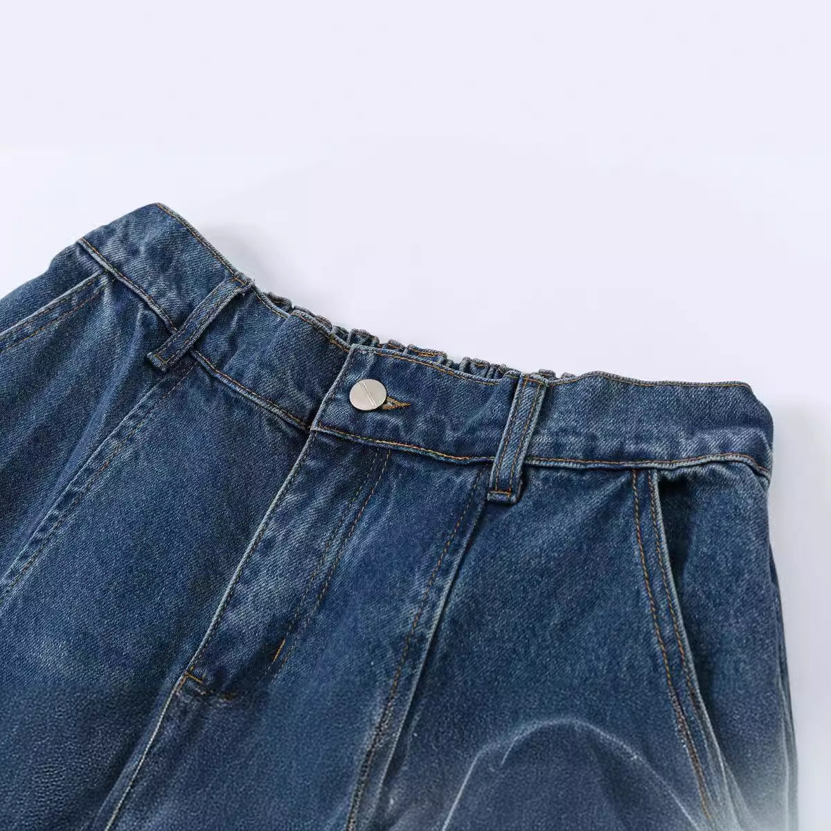 Navy Blue Cargo Washed Jeans PinkLimes Trending Streetwear