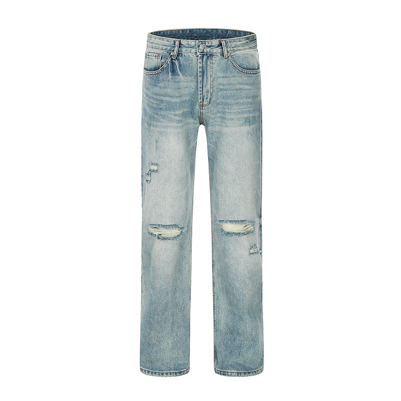 Straight-Leg Ripped Streetwear Jeans Blue PinkLimes Trending Streetwear