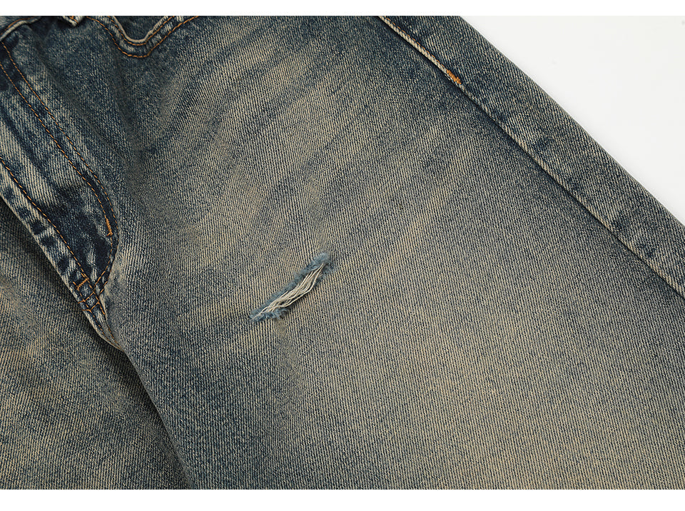 Distressed Straight-Leg Ripped Jeans PinkLimes Trending Streetwear