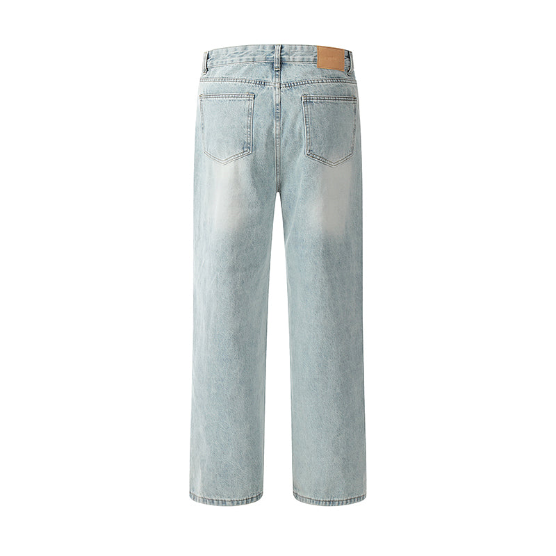 Straight-Leg Ripped Denim Jeans PinkLimes Trending Streetwear