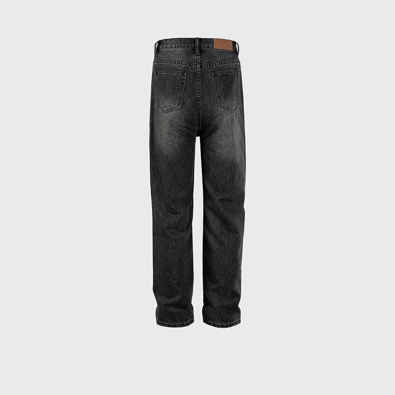 Black Washed Straight-Leg Jeans PinkLimes Trending Streetwear