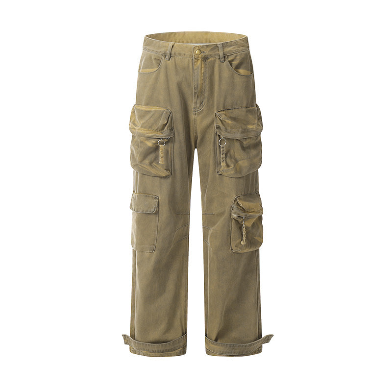 Multi-Pocket High Waist Cargo Pants Auburn PinkLimes Trending Streetwear
