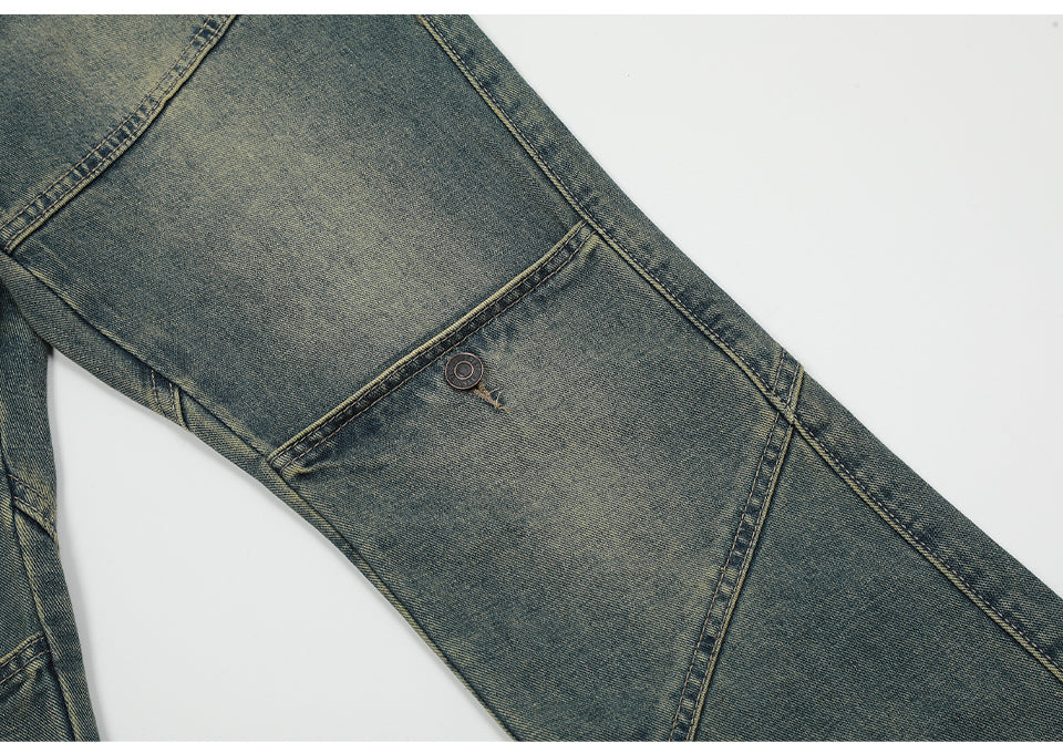 Denim Washed Spliced Jeans PinkLimes Trending Streetwear