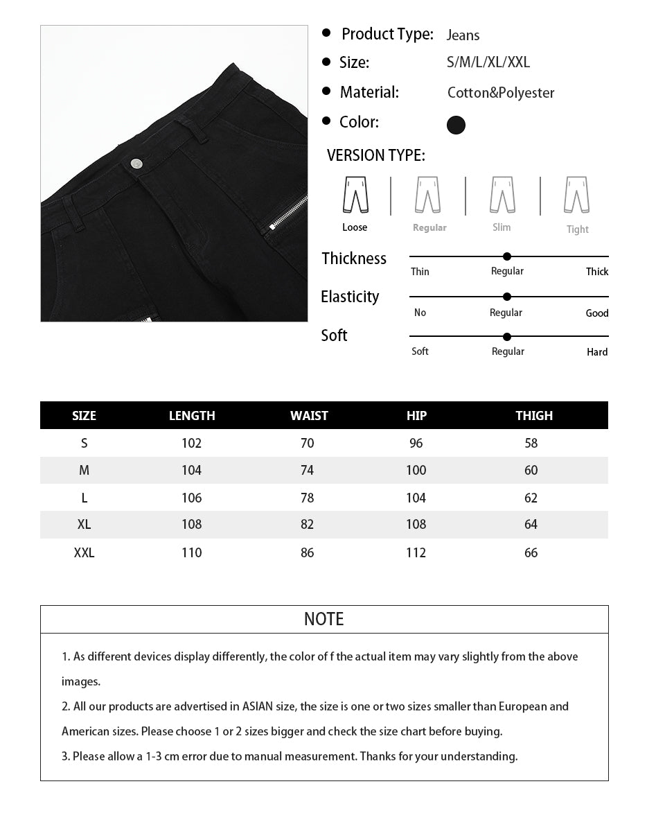 Black Zipper Denim Jeans PinkLimes Trending Streetwear