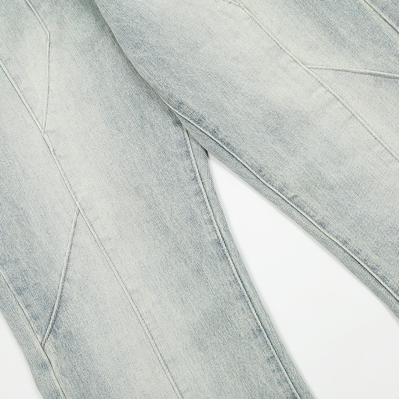 Spliced Light Blue Denim Jeans PinkLimes Trending Streetwear