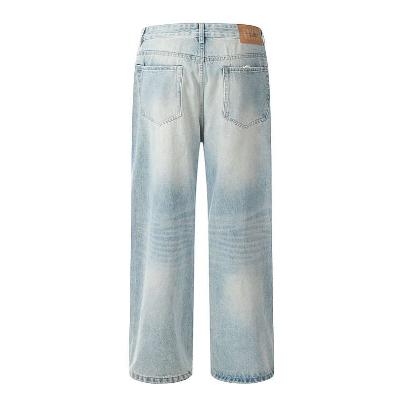 Blue Straight-Leg Ripped Light Jeans PinkLimes Trending Streetwear