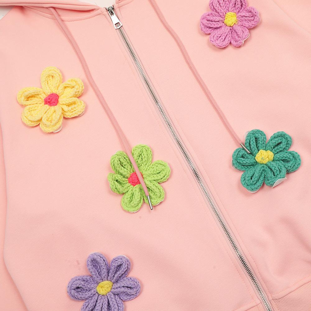 Flower Hoodie Shirts & Tops PinkLimes Trending Streetwear