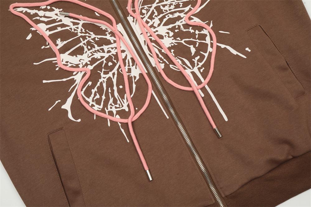 Butterfly Zip-Up Hoodie Shirts & Tops PinkLimes Trending Streetwear