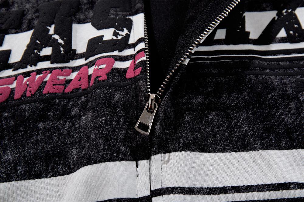 Beastaxe Striped Hoodie Shirts & Tops PinkLimes Trending Streetwear