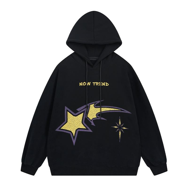 Shooting Stars Hoodie Black Shirts & Tops PinkLimes Trending Streetwear