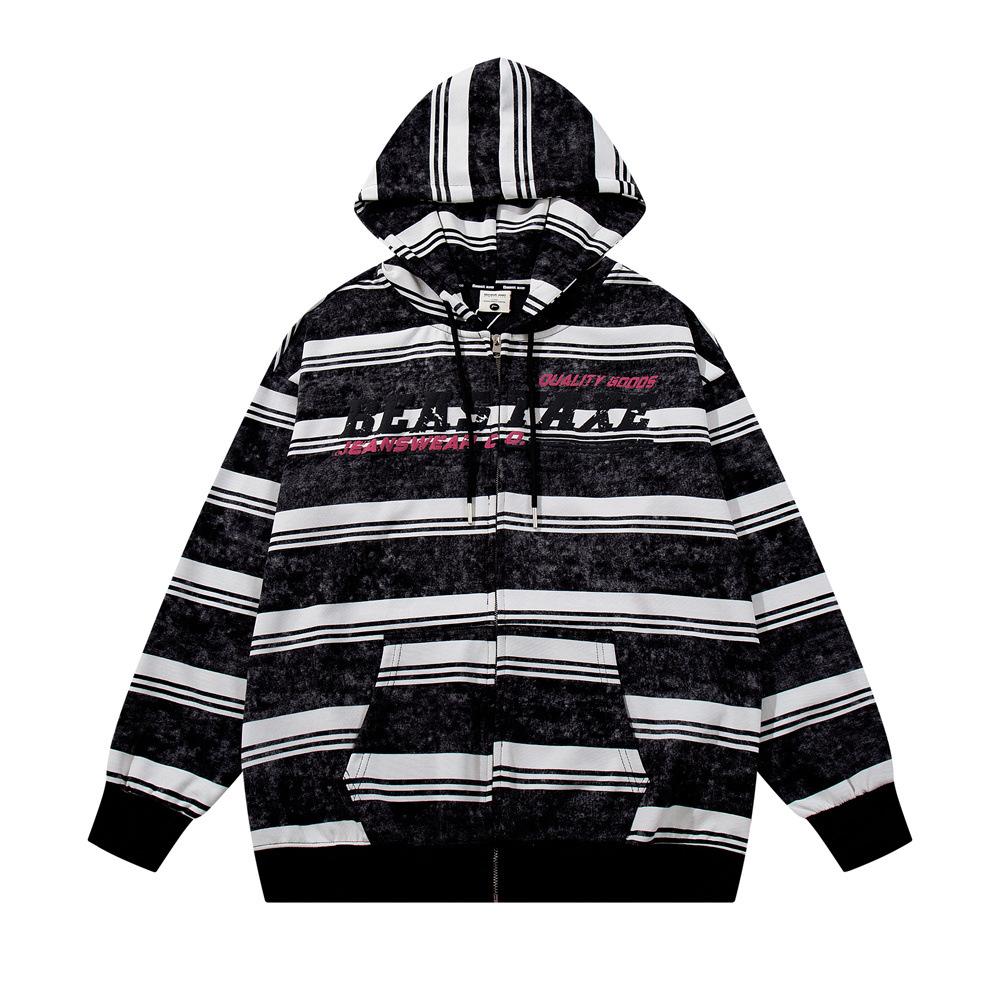 Beastaxe Striped Hoodie Black Shirts & Tops PinkLimes Trending Streetwear