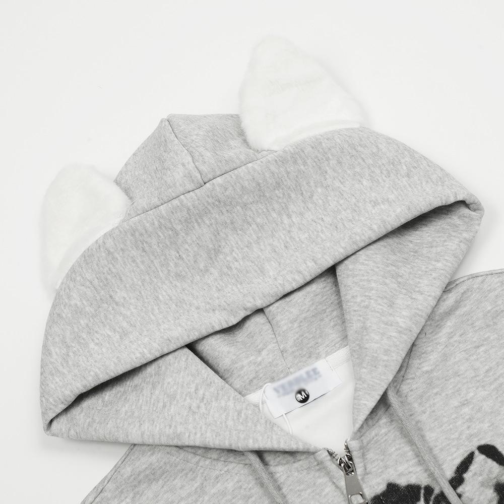 Boss Cat Zip-Up Hoodie Shirts & Tops PinkLimes Trending Streetwear