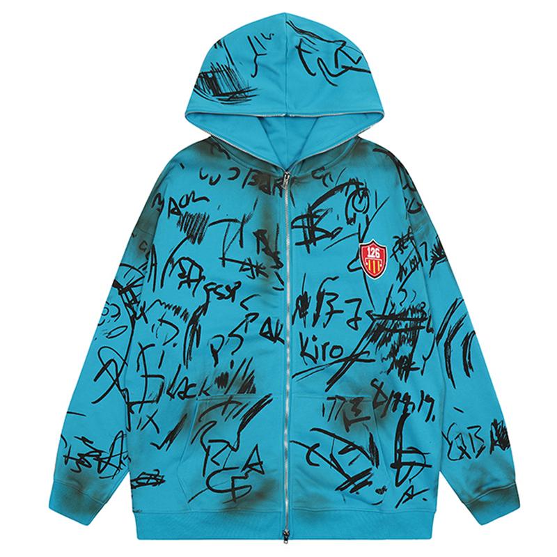 126 Zip-Up Hoodie Light Blue Shirts & Tops PinkLimes Trending Streetwear