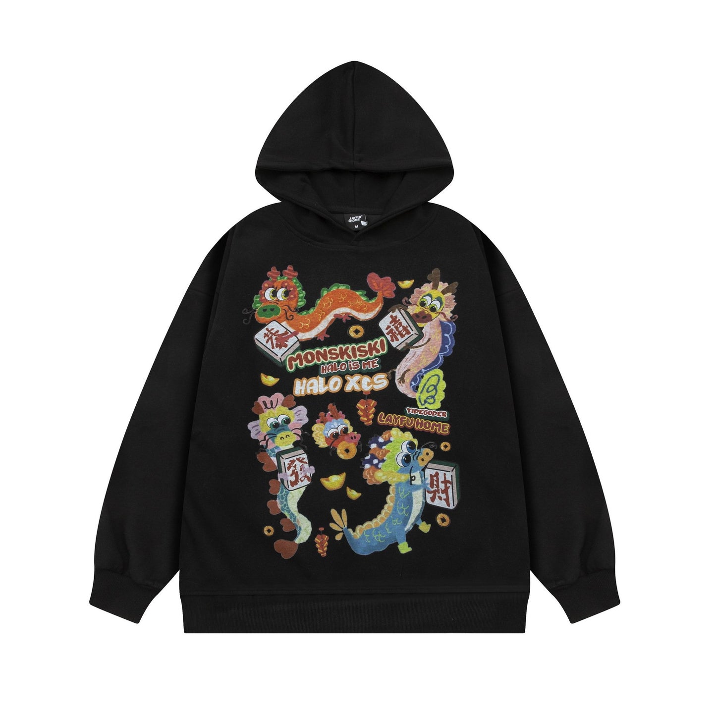 Monskiski Dragon Hoodie Black Shirts & Tops PinkLimes Trending Streetwear