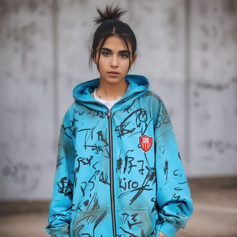 126 Zip-Up Hoodie Shirts & Tops PinkLimes Trending Streetwear
