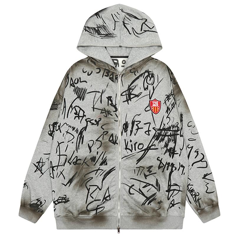 126 Zip-Up Hoodie Shirts & Tops PinkLimes Trending Streetwear