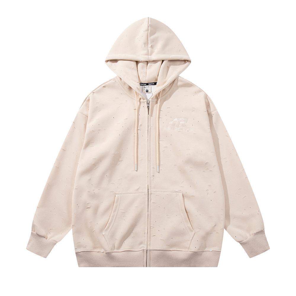 Bestaxe Zip-Up Hoodie Beige Shirts & Tops PinkLimes Trending Streetwear