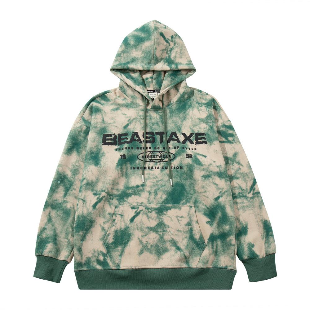 Tie-dyed Camouflage Hoodie Army Green Shirts & Tops PinkLimes Trending Streetwear