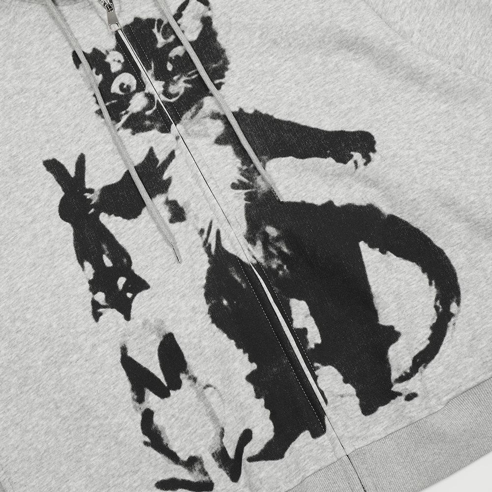 Boss Cat Zip-Up Hoodie Shirts & Tops PinkLimes Trending Streetwear