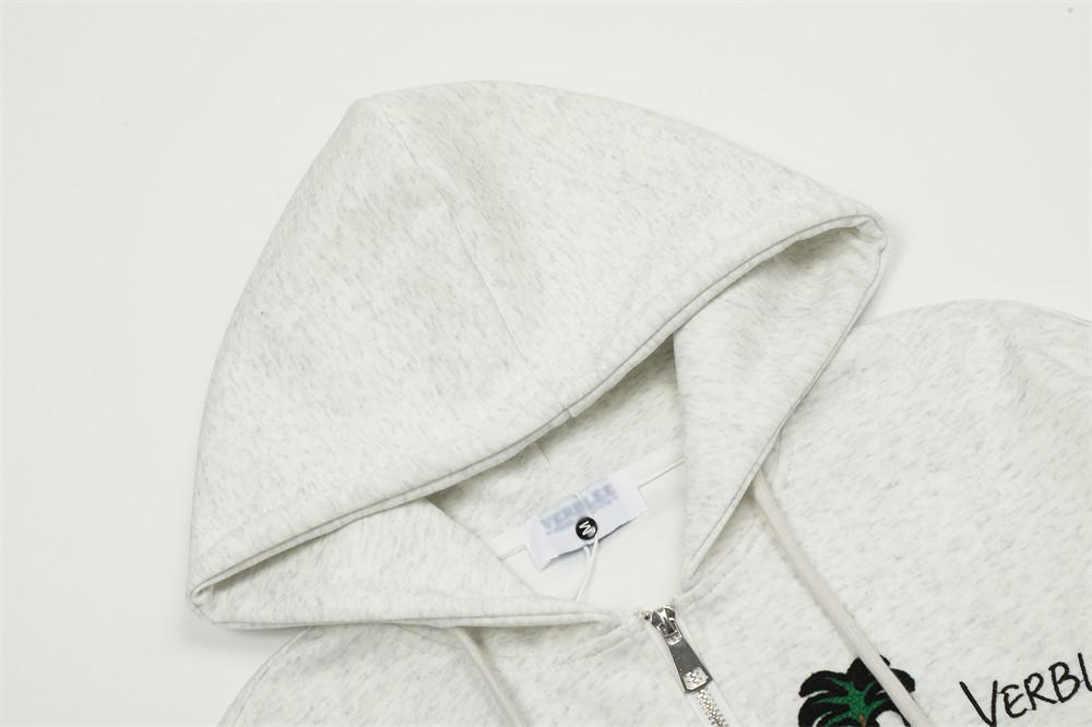 Embroidered Cartoon Zip-Up Hoodie Shirts & Tops PinkLimes Trending Streetwear