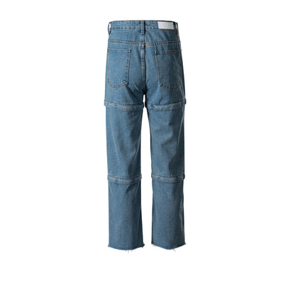 Three-Segment Detachable Zipper Jeans PinkLimes Trending Streetwear