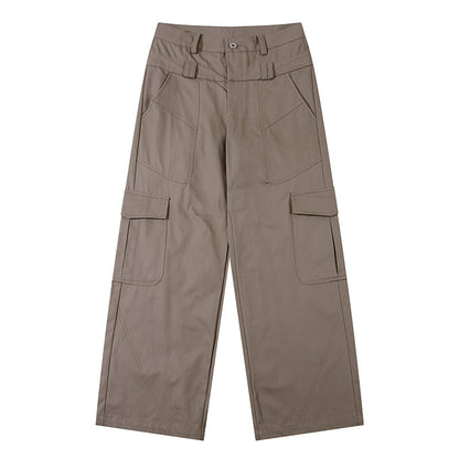 Solid Color High Waist Cargo Pants Khaki PinkLimes Trending Streetwear