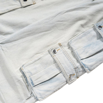 Multi-Pocket Washed Light Blue Jeans PinkLimes Trending Streetwear