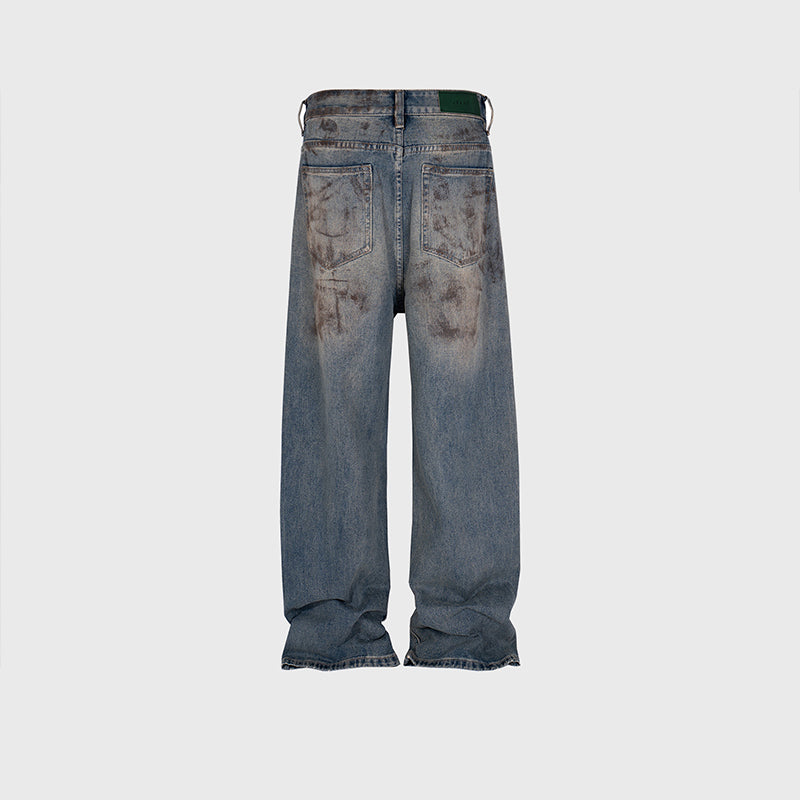 Unisex Splash Paint Wide-Leg Jeans PinkLimes Trending Streetwear