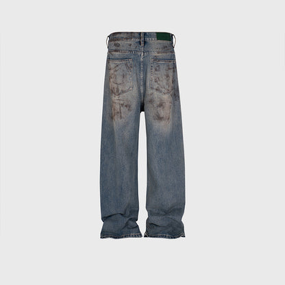 Unisex Splash Paint Wide-Leg Jeans PinkLimes Trending Streetwear