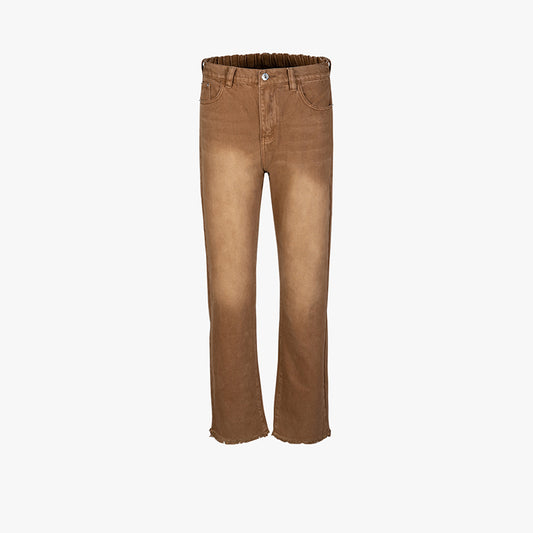 Stretch Waist Washed Brown Jeans Brown PinkLimes Trending Streetwear
