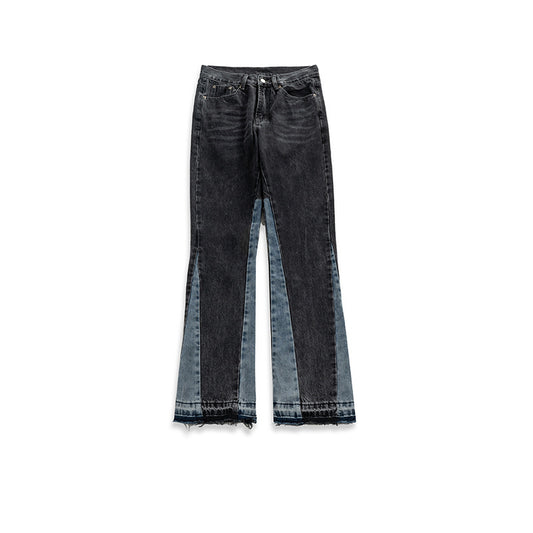 Contrast Stitch Wide-Leg Jeans Black PinkLimes Trending Streetwear