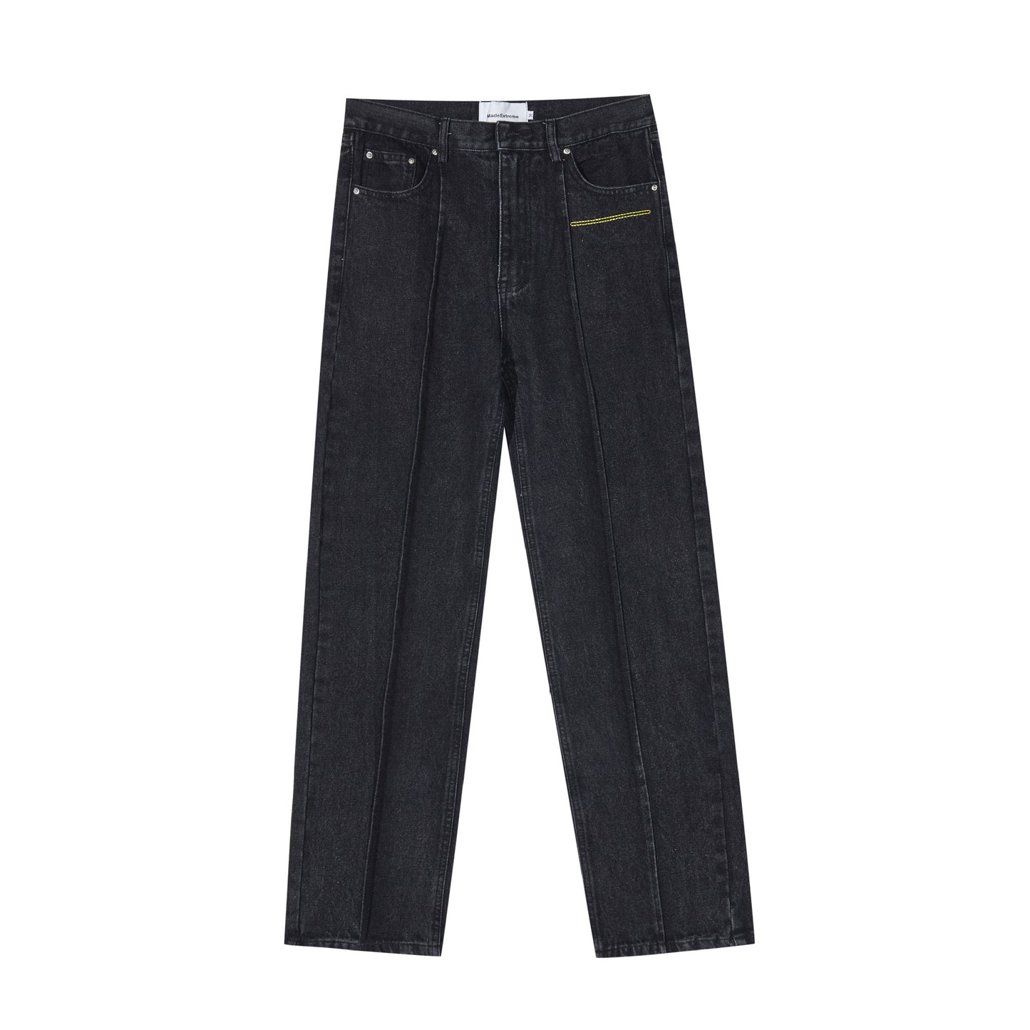 MADEEXTREME Washed Straight Jeans Black PinkLimes Trending Streetwear