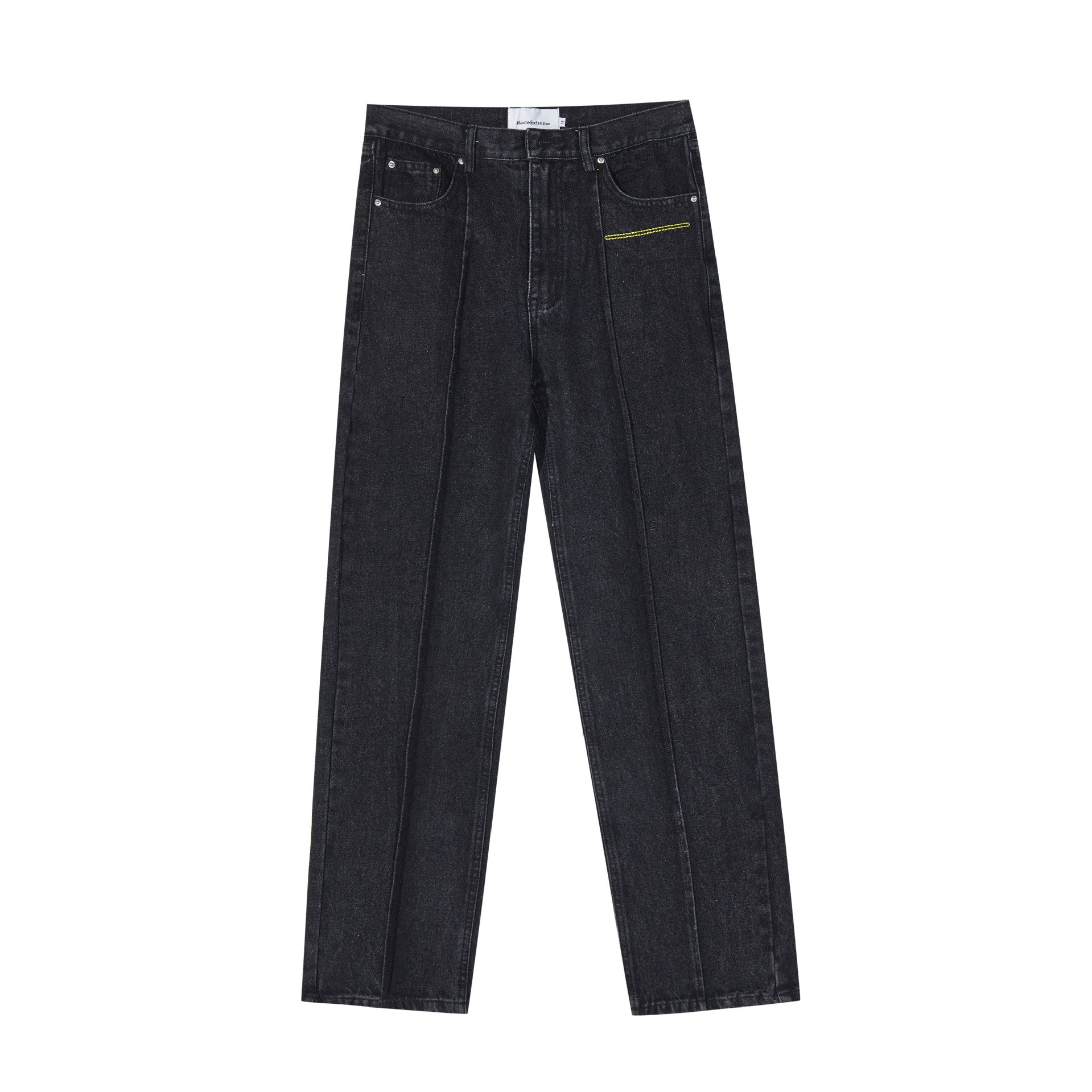 MADEEXTREME Washed Straight Jeans Black PinkLimes Trending Streetwear