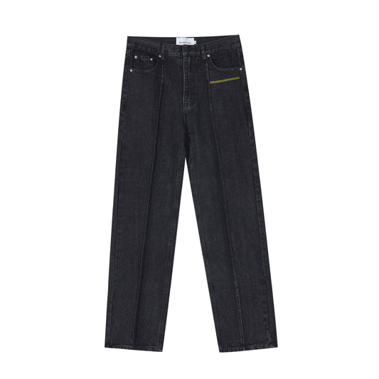 MADEEXTREME Washed Straight Jeans Black PinkLimes Trending Streetwear