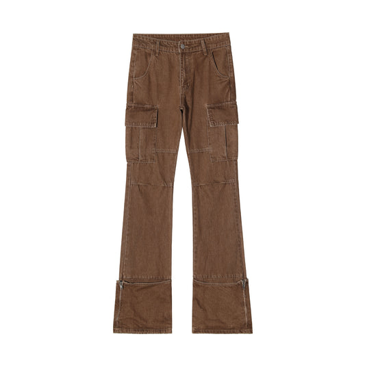 MADEEXTREME Brown Micro-Lar Denim Trousers Brown PinkLimes Trending Streetwear