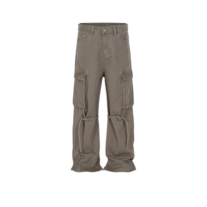 Washed Unisex Pleated Belted Jeans PinkLimes Trending Streetwear