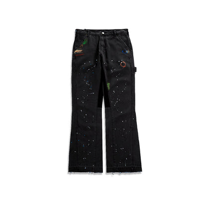 Unisex Flared Tooling Cat Whisker Jeans Black PinkLimes Trending Streetwear