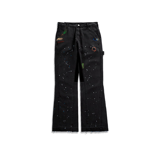 Unisex Flared Tooling Cat Whisker Jeans Black PinkLimes Trending Streetwear